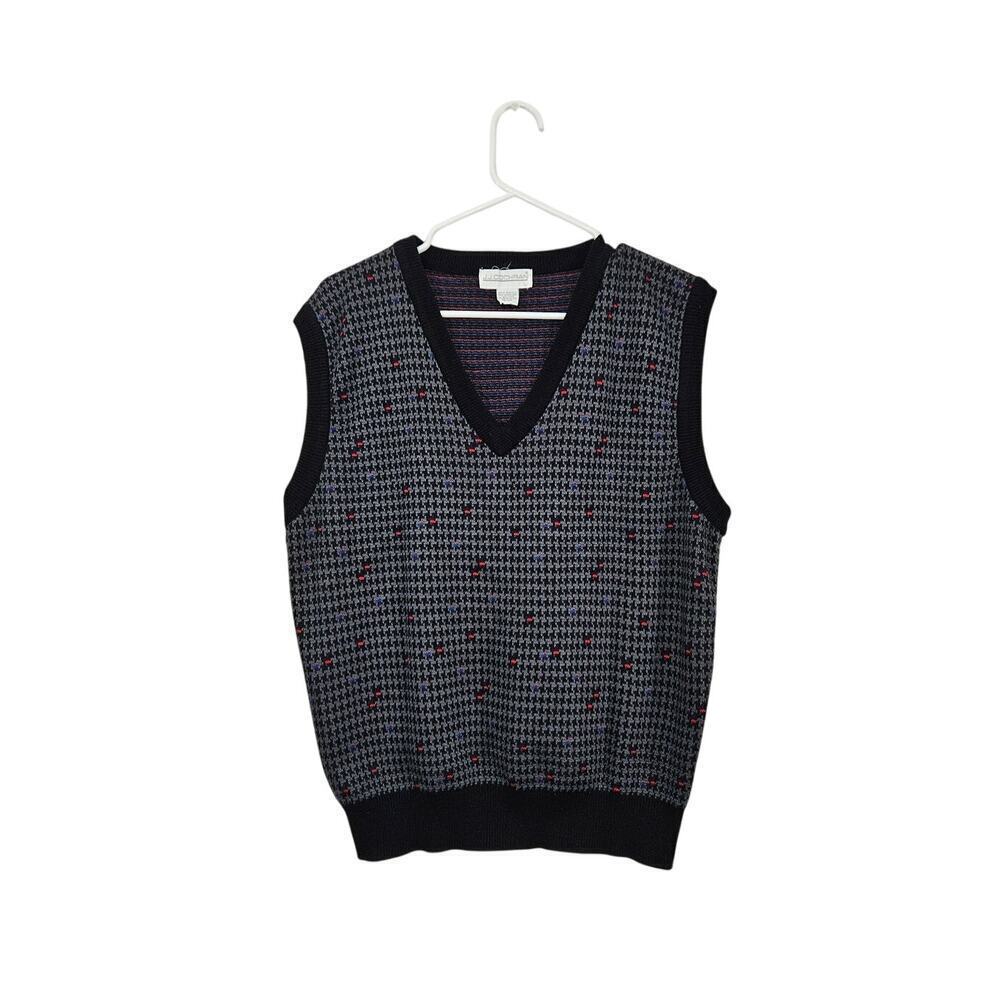 Vintage 90s J.J. Cochran Grey Sweater Vest Men's Sleeveless V-Neck Size Large